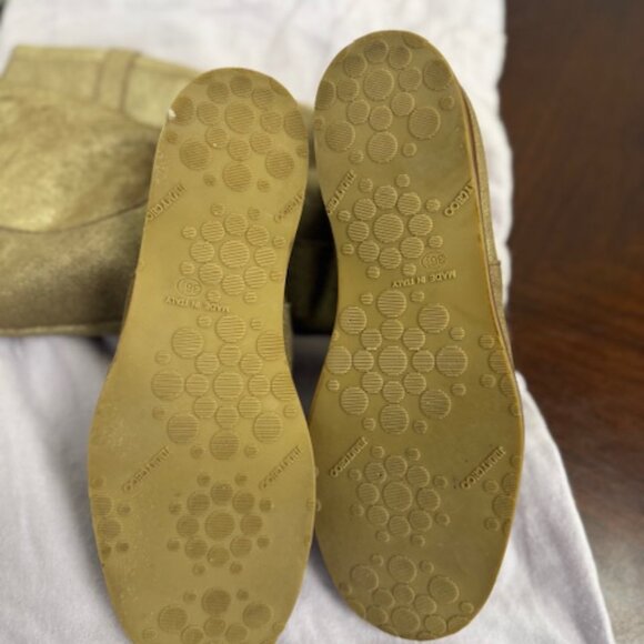 Jimmy Choo Suede Rabbit Fur Lined Gold Boots - Picture 5 of 5